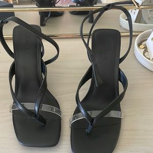 Open Edit Ankle Strap Black Heels
